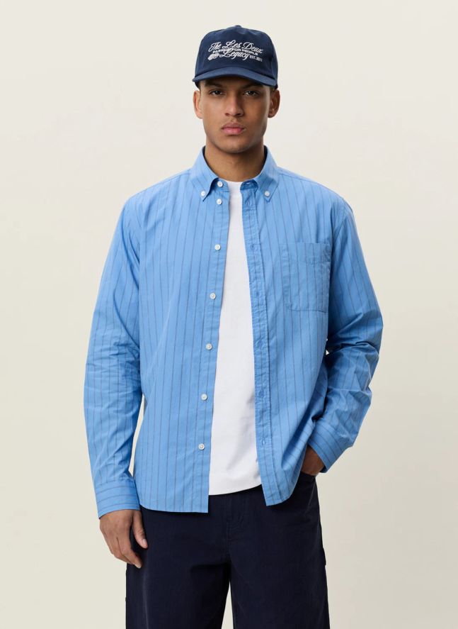 Chemise Rayée Popeline | Bleu Clair