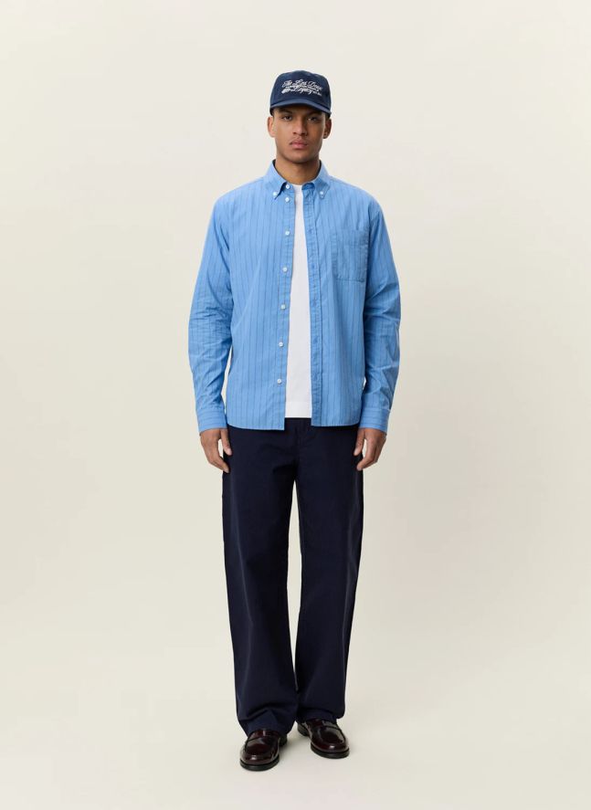 Chemise Rayée Popeline | Bleu Clair