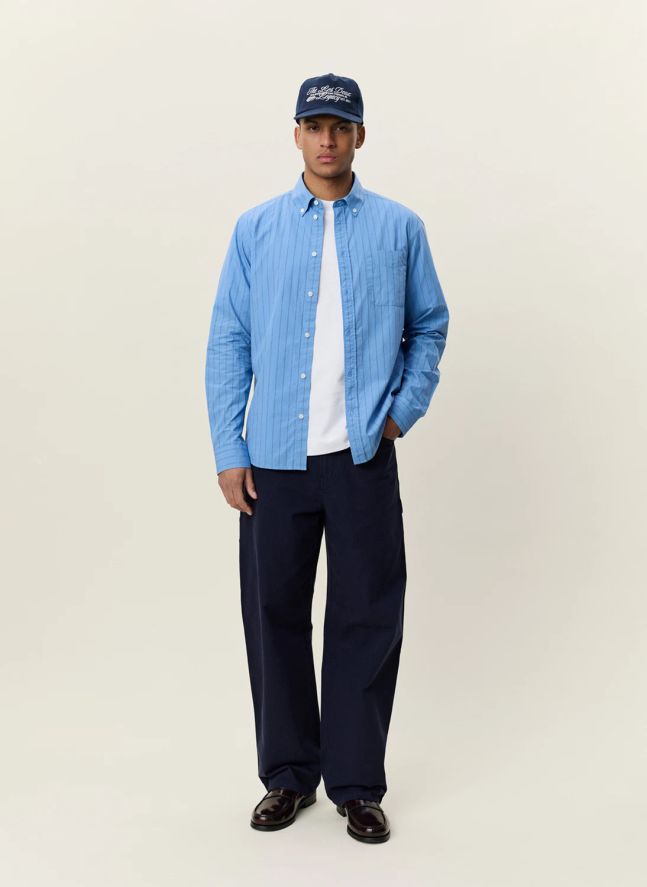 Chemise Rayée Popeline | Bleu Clair