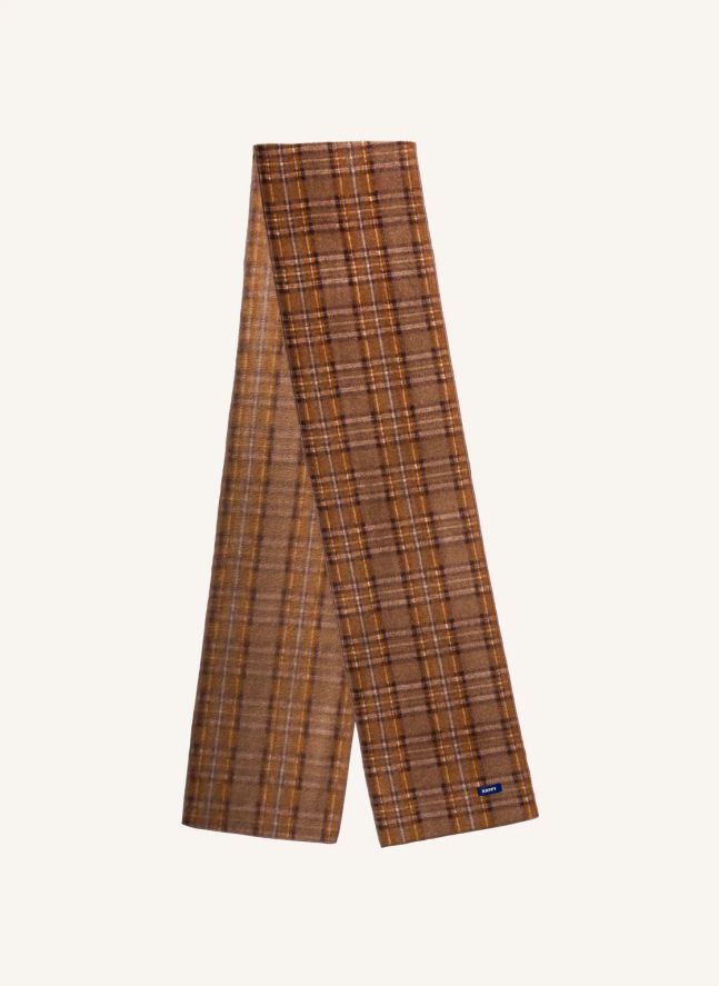 Checkered Fleece Scarf | Brown