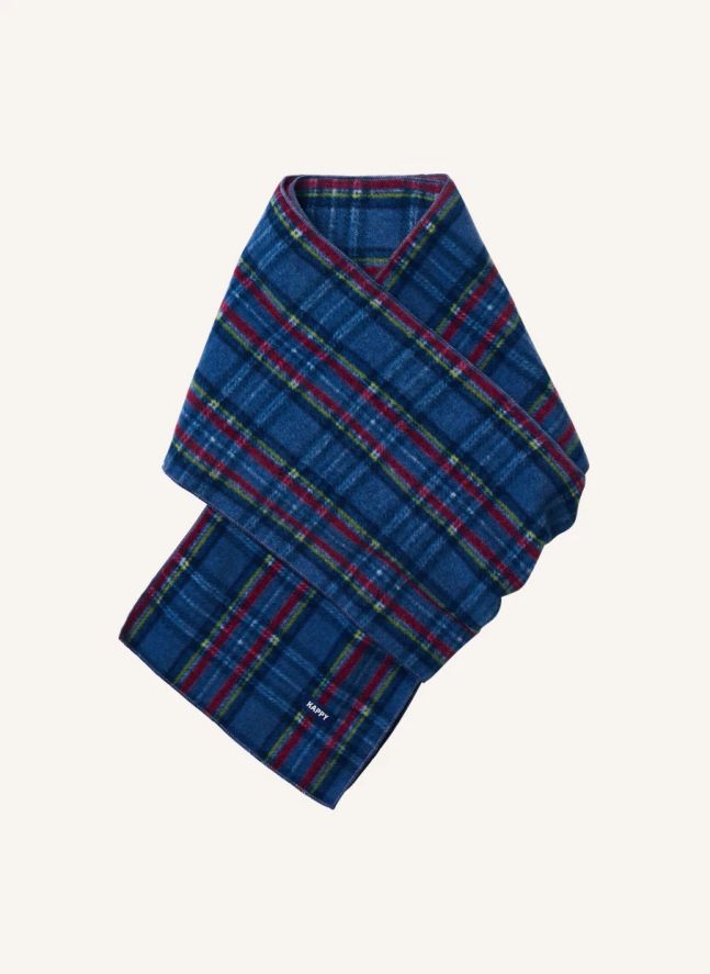 Checkered Fleece Scarf | Blue