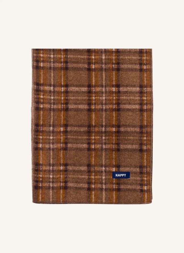 Checkered Fleece Scarf | Brown