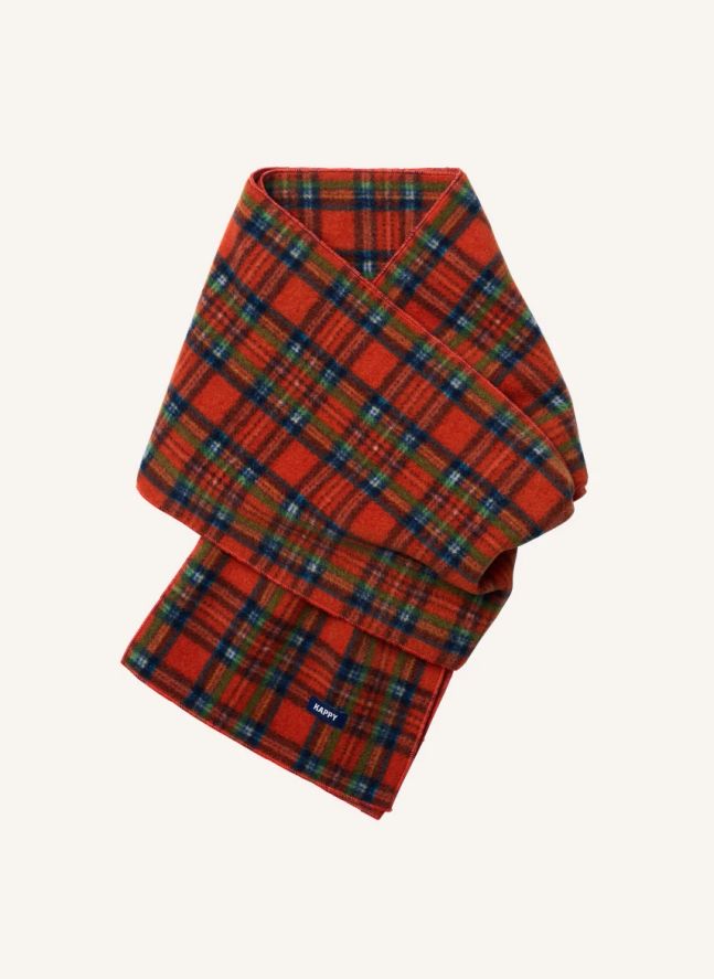 Checkered Fleece Scarf | Orange