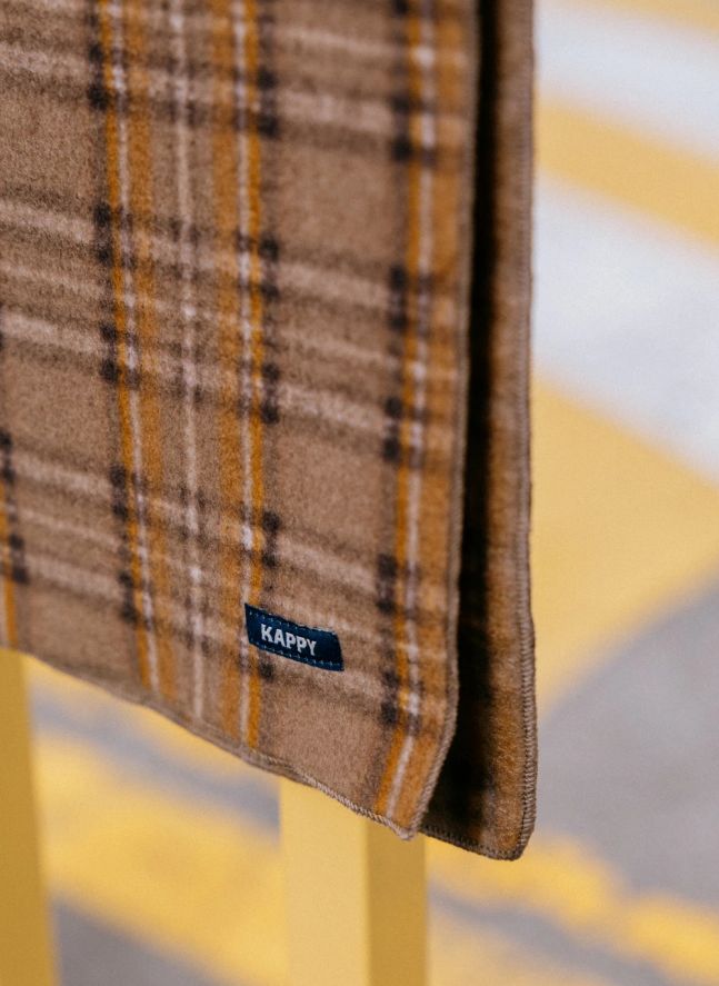 Checkered Fleece Scarf | Brown