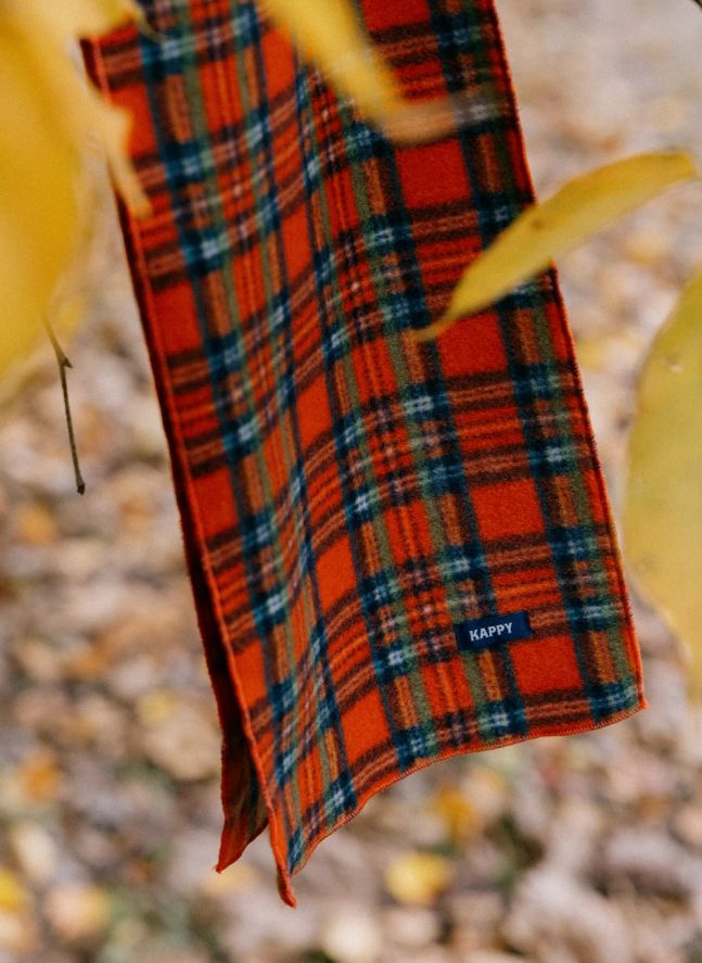 Checkered Fleece Scarf | Orange