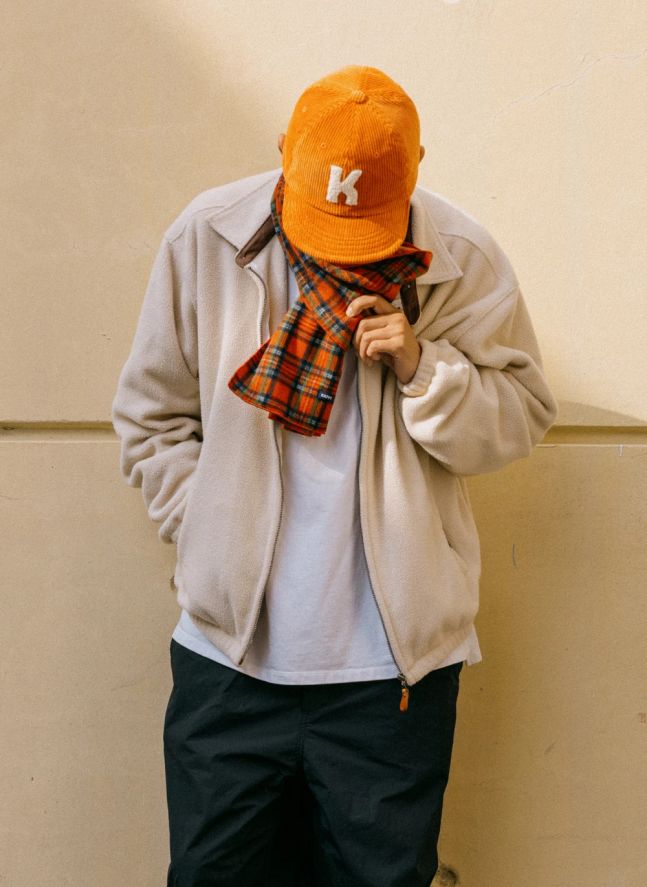 Checkered Fleece Scarf | Orange