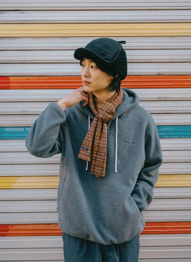 Checkered Fleece Scarf | Brown