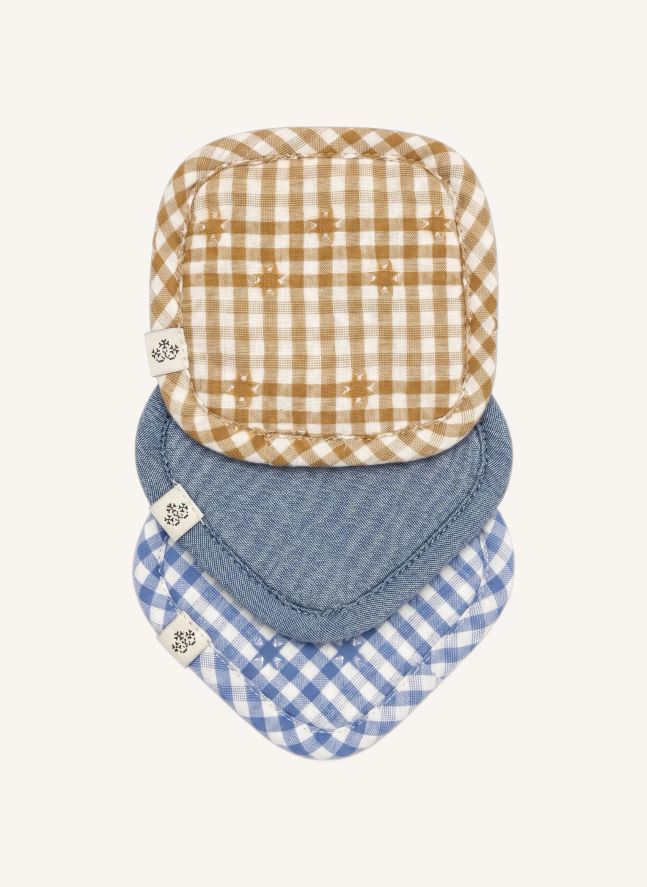 Débarbouillettes Dimitri - Set de 3 | Chambray Bleu