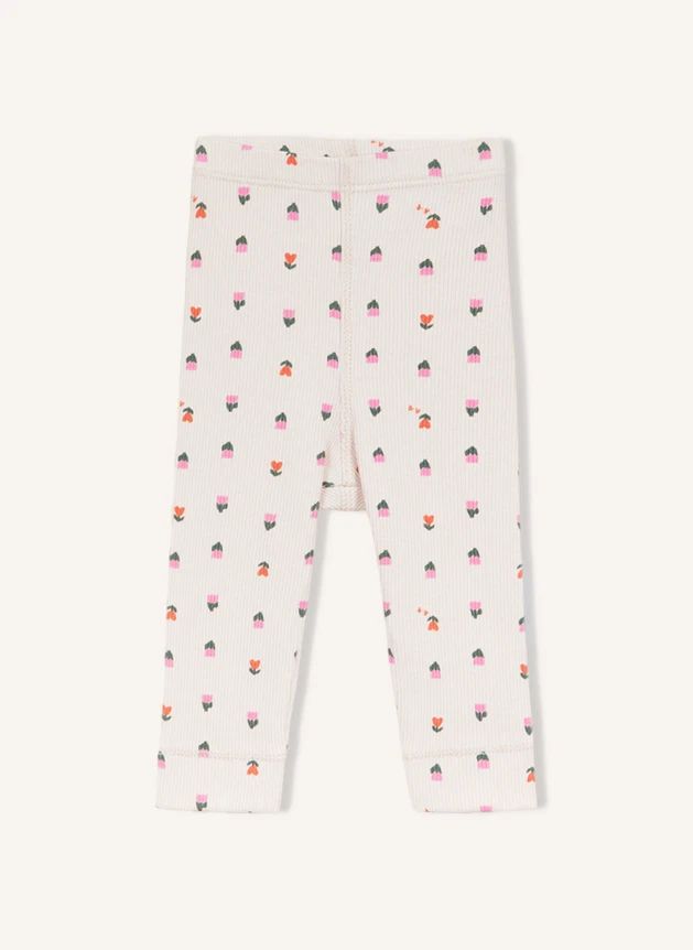 Legging Fleuri Coton Bio | Rose