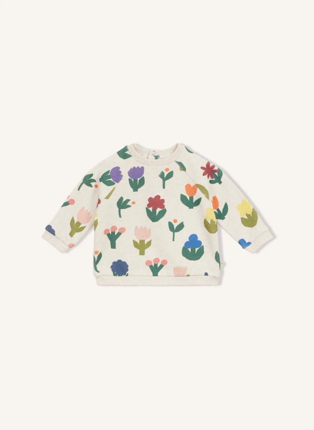 Sweat Fleuri Coton Bio Bébé | Vert