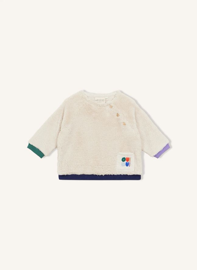 Sweat Façon Sherpa Coton Bio | Bleu azur