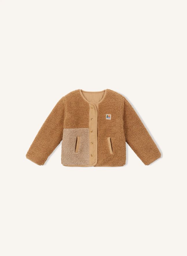 Veste Réversible Façon Sherpa Coton Bio | Camel