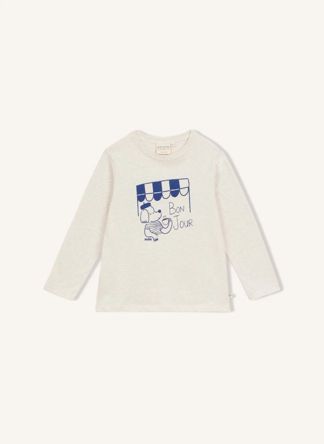 T-shirt Bonjour Coton Bio | Beige chiné