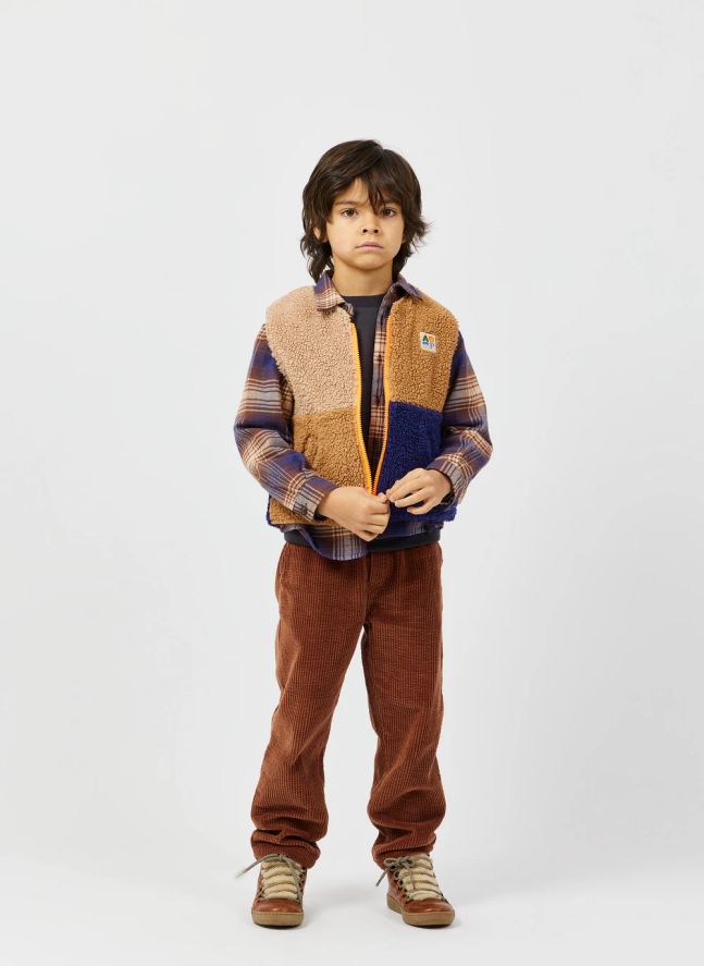 Veste Sans Manches Réversible Façon Sherpa Coton Bio | Camel