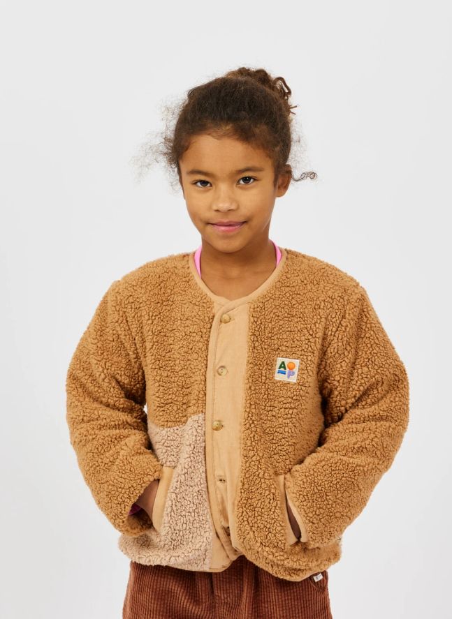 Veste Réversible Façon Sherpa Coton Bio | Camel