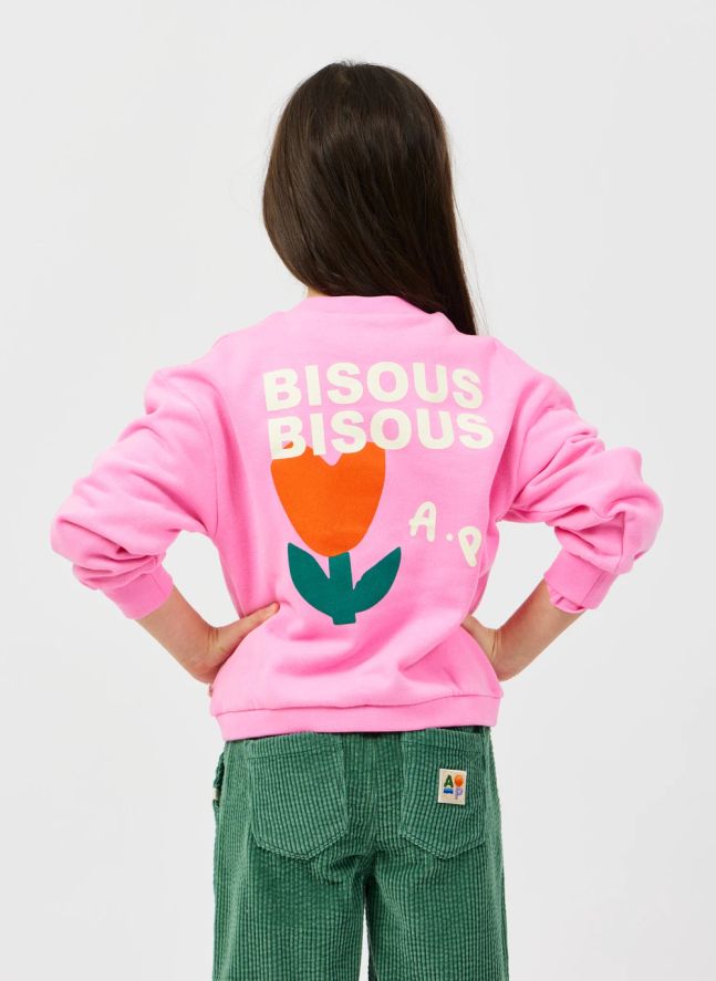 Sweat Bisous Bisous Coton Bio | Rose