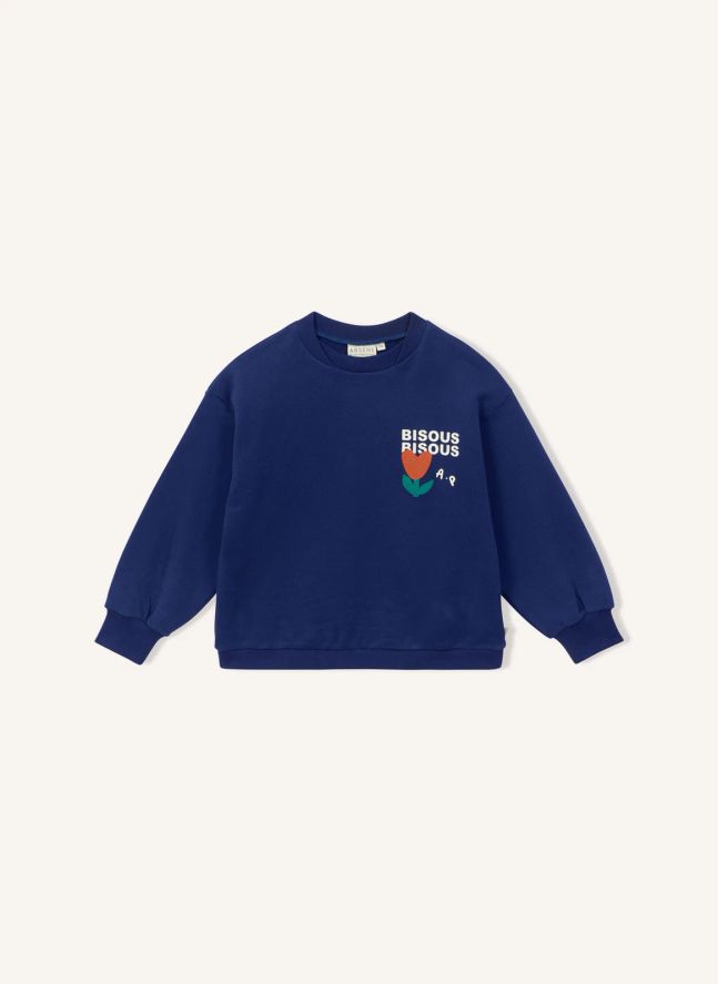 Sweat Bisous Bisous Coton Bio | Bleu marine