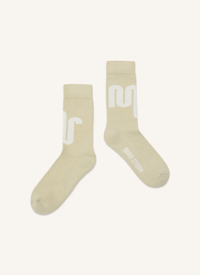 Chaussettes Logo Coton Bio | Crème