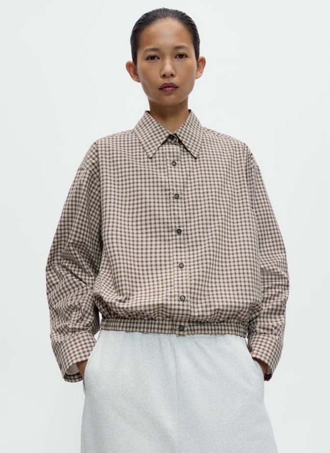 Chemise Bomber Checked Coton | Ocre