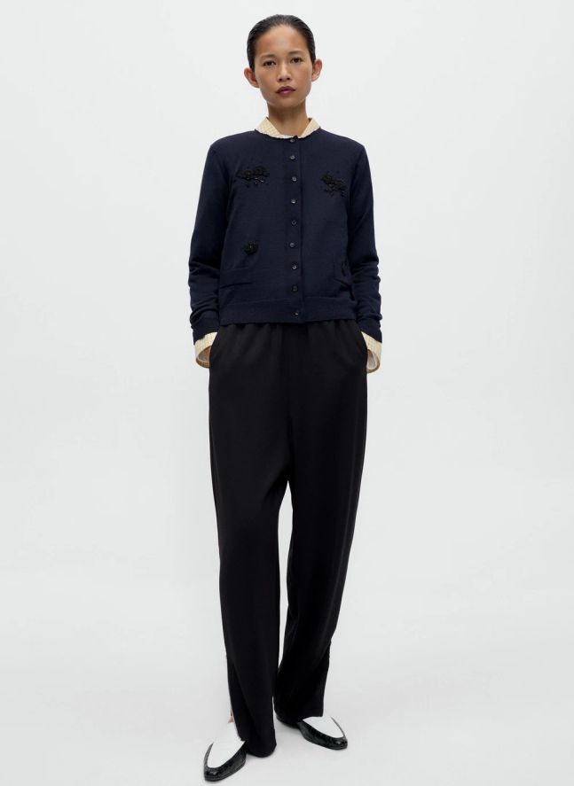 Cardigan Merino Laine | Bleu foncé