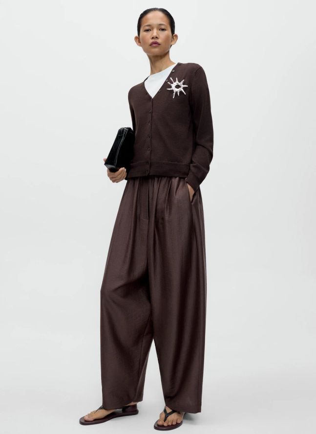 Cardigan Merino Laine | Marron