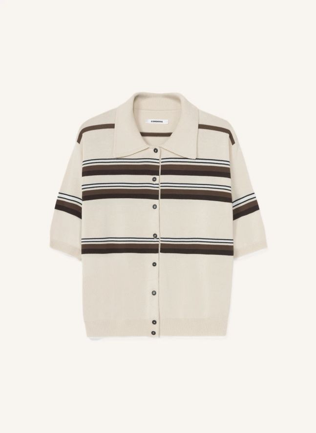 Polo Rayé Coton | Beige