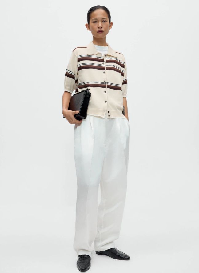 Polo Rayé Coton | Beige