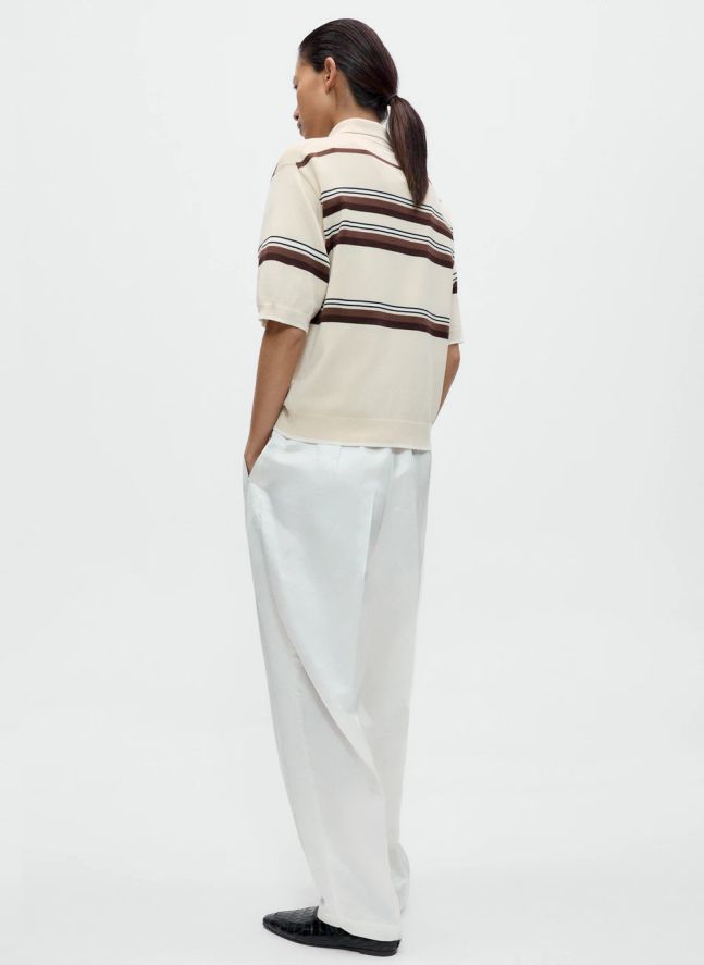 Polo Rayé Coton | Beige