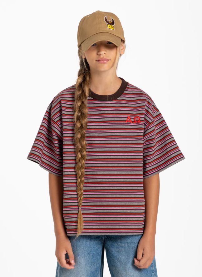 T-shirt Oversize Filo Rayé | Marron