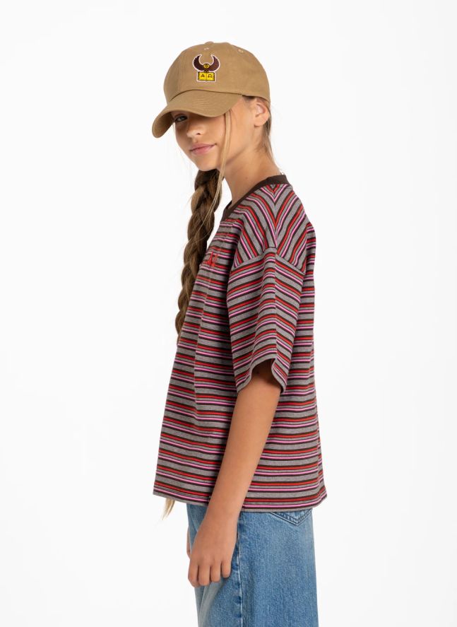 T-shirt Oversize Filo Rayé | Marron