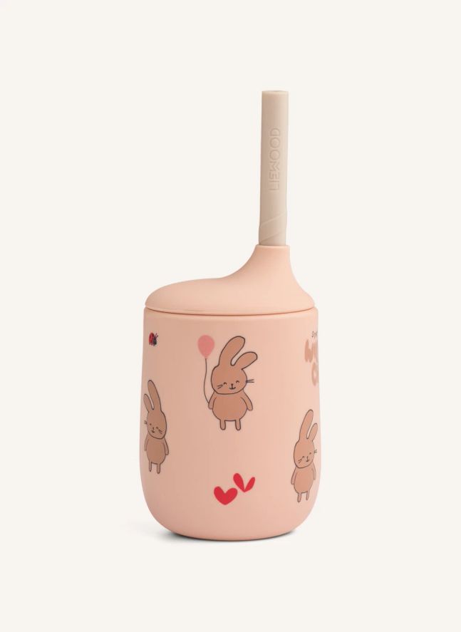 Gobelet avec paille Ellis en silicone | Wild child/Rosey