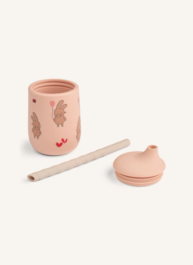 Gobelet avec paille Ellis en silicone | Wild child/Rosey