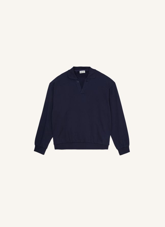 Sweat Col Polo Bob Coton Bio | Bleu noir