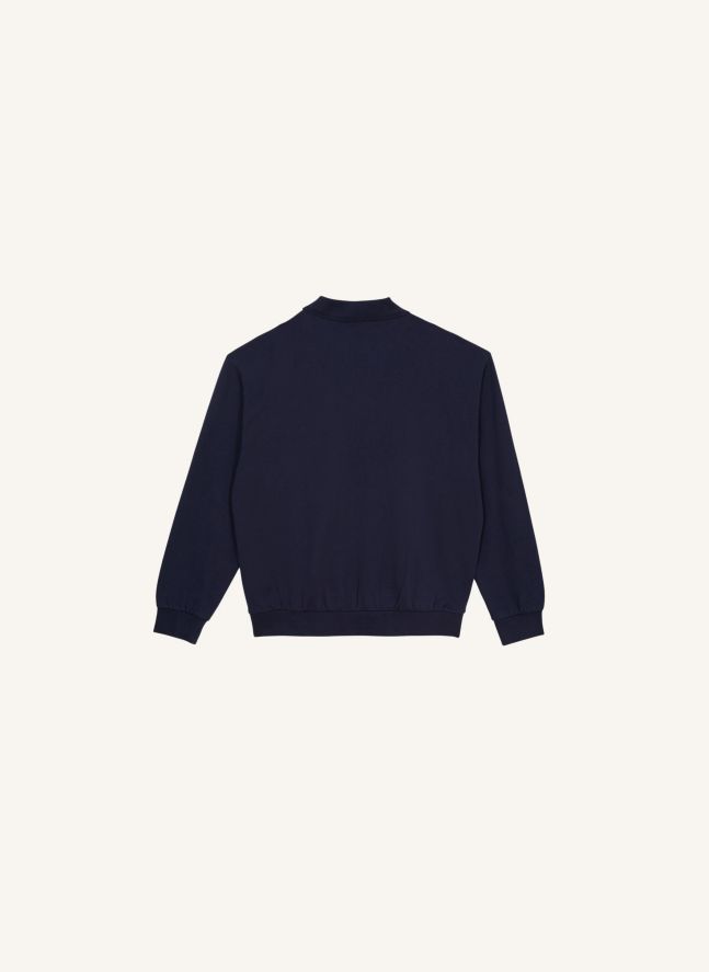 Sweat Col Polo Bob Coton Bio | Bleu noir