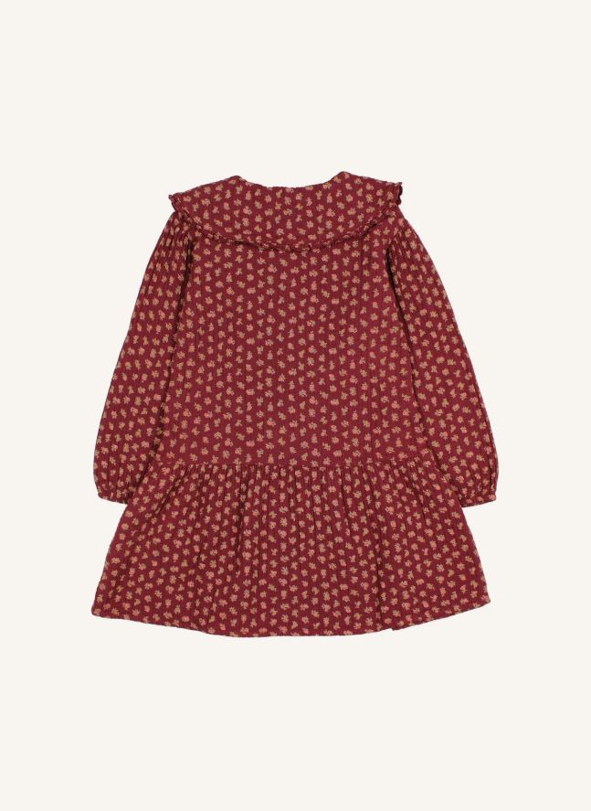 Robe Col Claudine Cottage Fleurie Coton Bio | Bordeaux