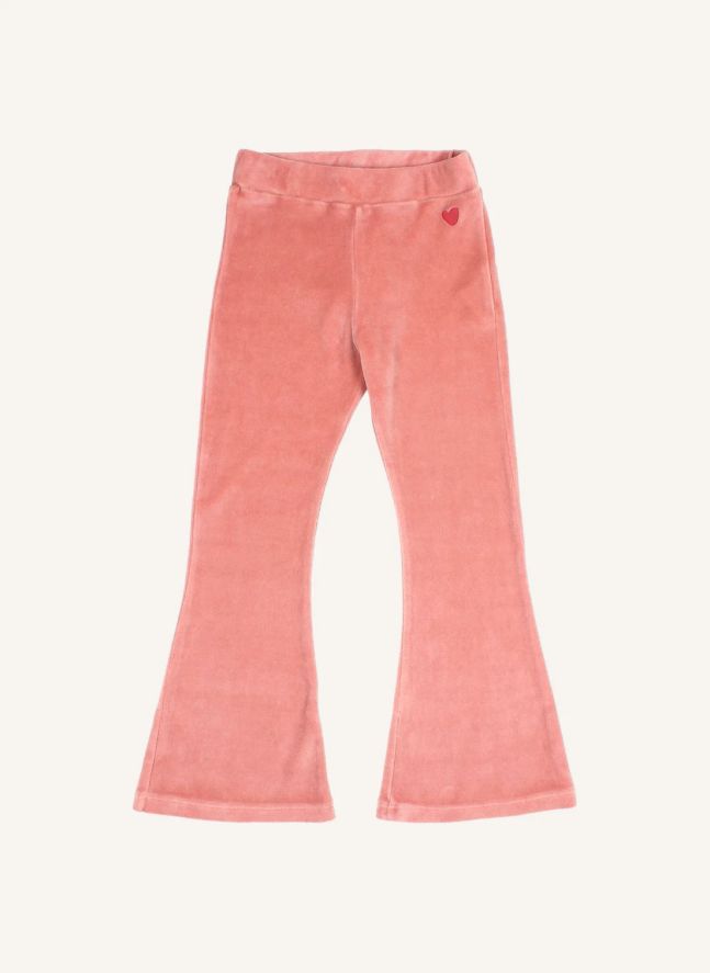Legging Flare Cœur Velours Coton Bio | Rose