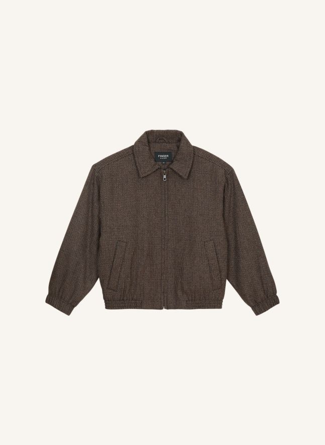 Veste Sage Pied-de-Poule Laine | Marron
