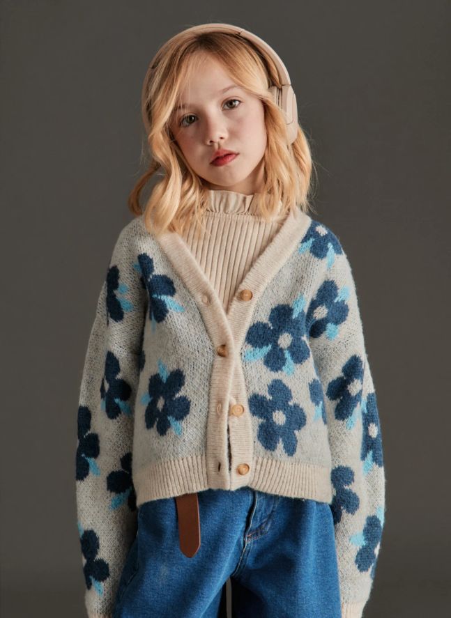 Cardigan Viviana Fleurs | Bleu