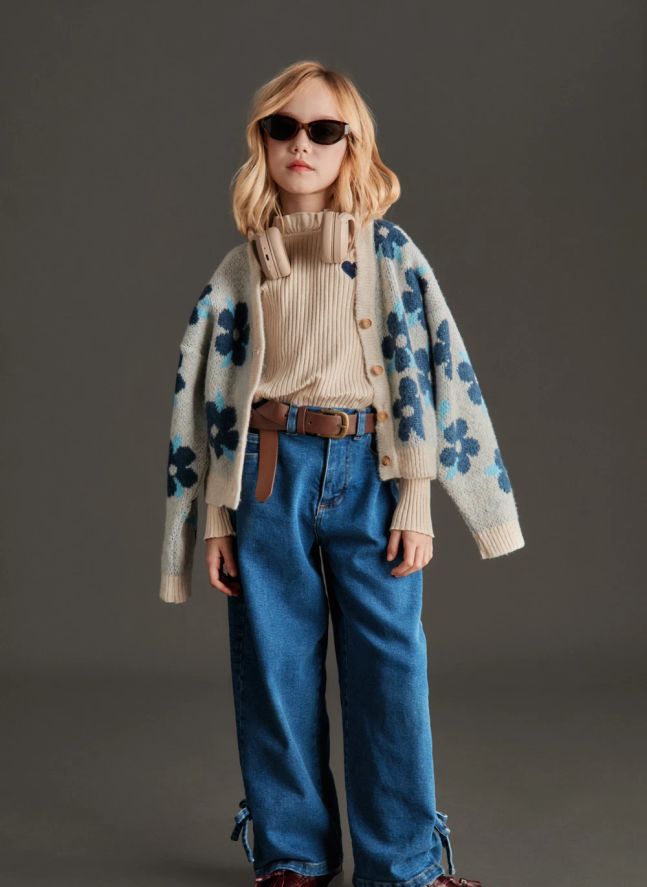 Cardigan Viviana Fleurs | Bleu