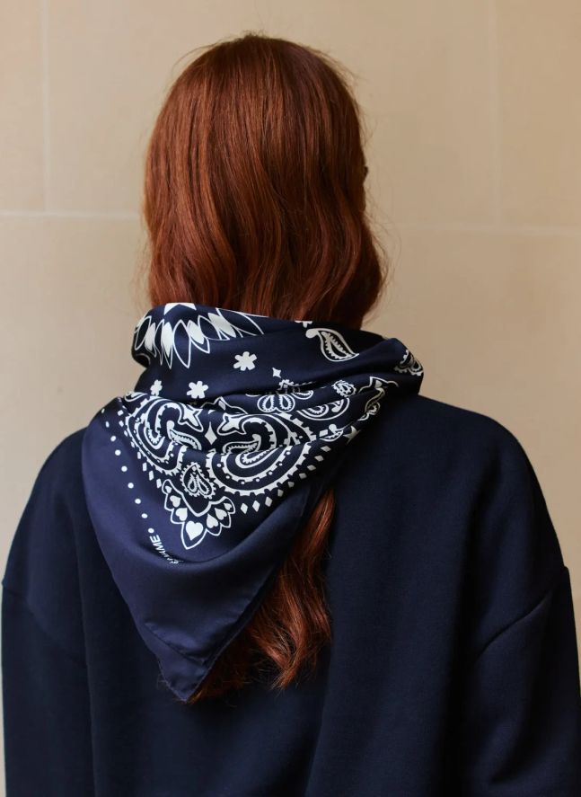 Bandana Small Etoile Soie | Bleu marine