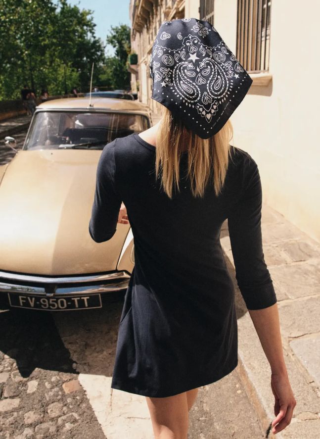 Bandana Small Etoile Soie | Bleu marine