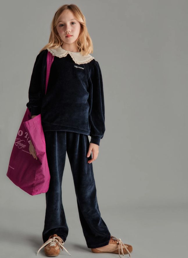 Sweat Col Claudine Margot Velours | Bleu nuit