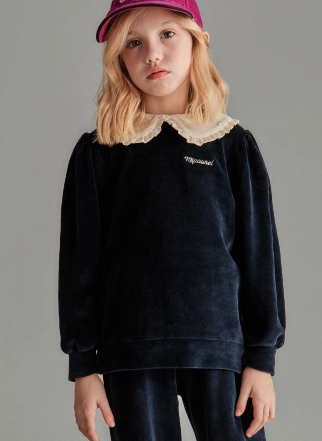Sweat Col Claudine Margot Velours | Bleu nuit
