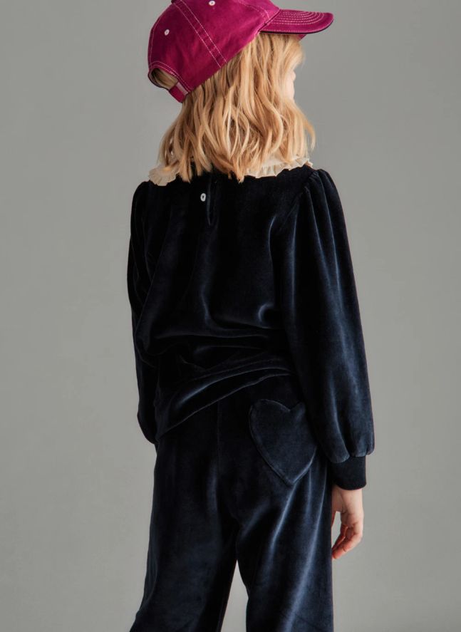 Sweat Col Claudine Margot Velours | Bleu nuit