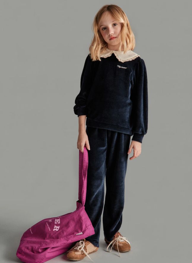 Sweat Col Claudine Margot Velours | Bleu nuit