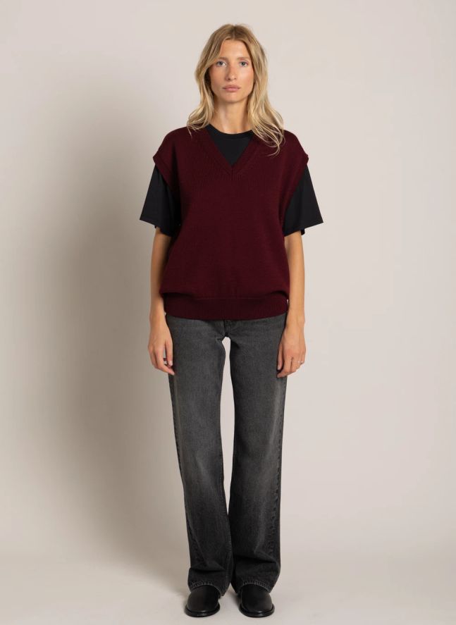 Pull Sans Manches Elina Laine Mérinos | Bordeaux