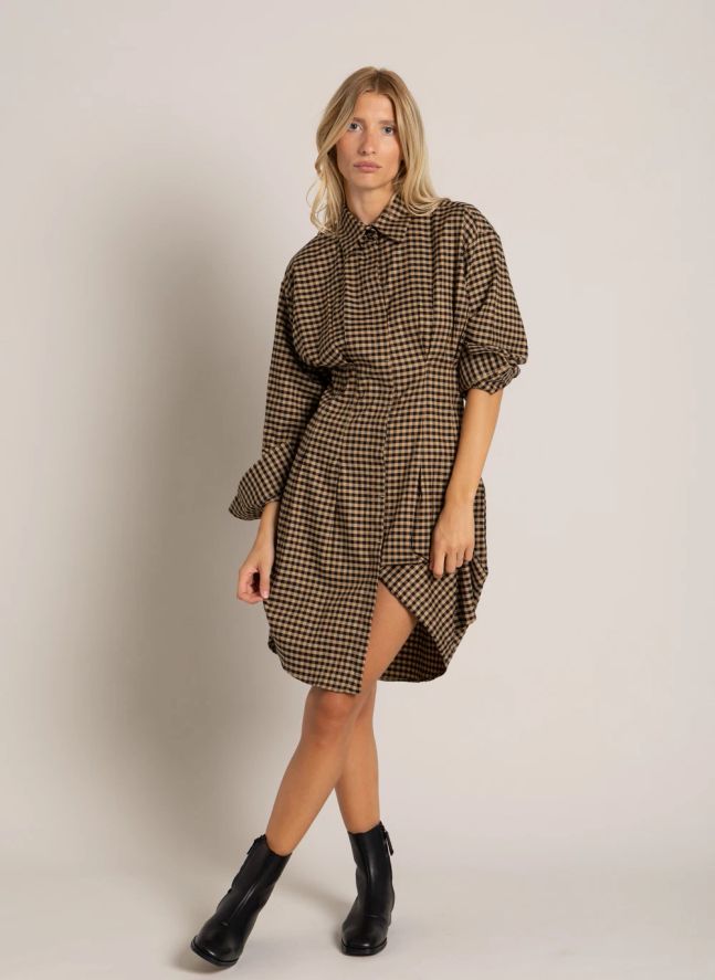 Robe Chemise Risa Carreaux | Marron