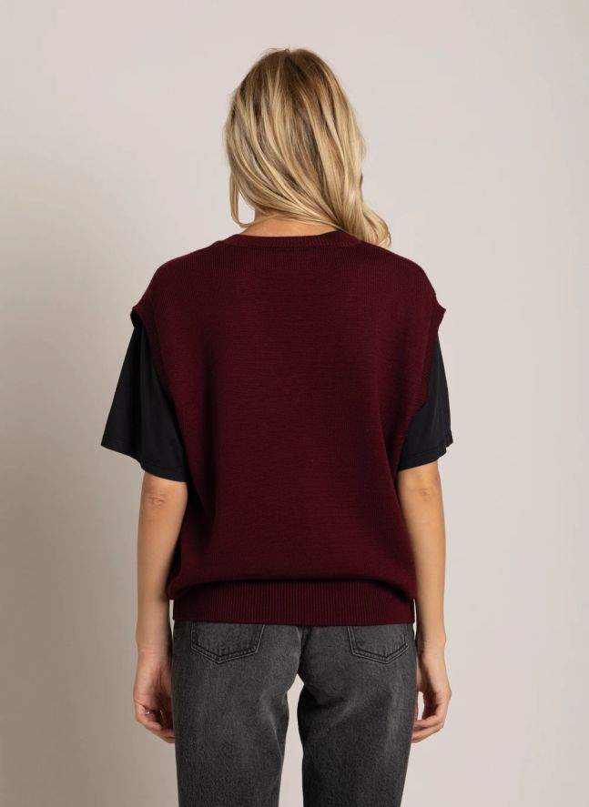 Pull Sans Manches Elina Laine Mérinos | Bordeaux