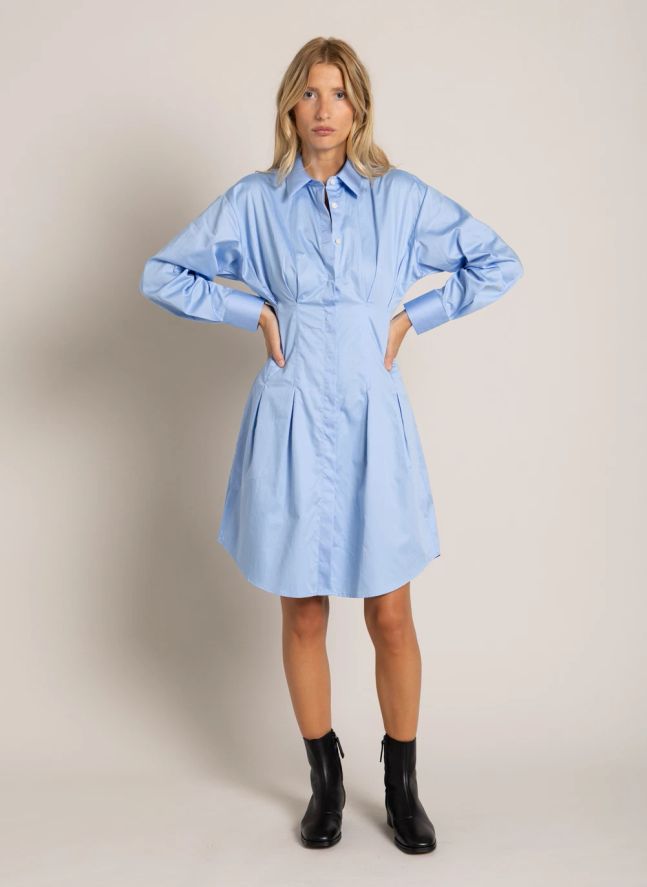Robe Chemise Risa Rayée | Bleu ciel