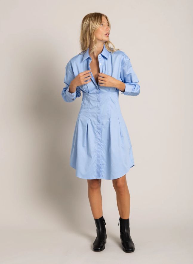 Robe Chemise Risa Rayée | Bleu ciel